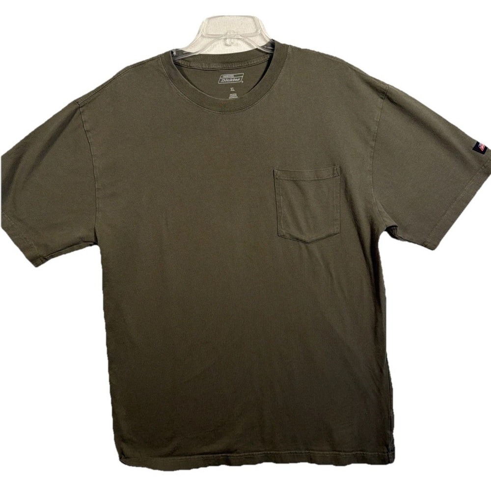Dickies Mens XL Olive Green Short Sleeve Pocket Genuine T-Shirt Cotton